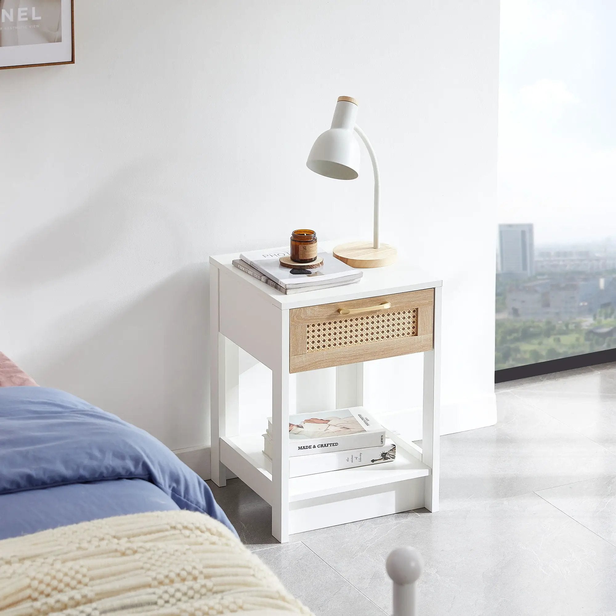 15.75" Rattan End Table With Drawer, Modern Nightstand, Side Table For Living Room, Bedroom by HouseOfZazla