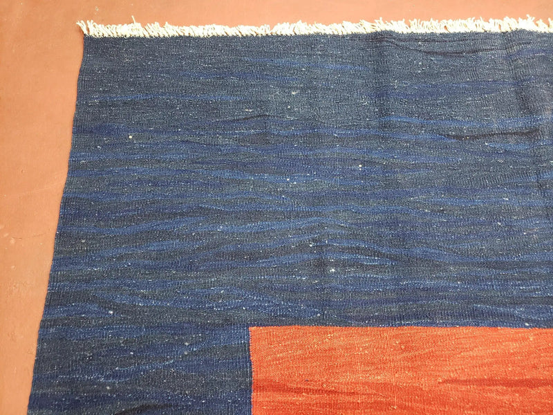 Blue and Red Turkish Kilim Rug, New 6x9 - 7x10 Flatweave Area Rugs, Hand Woven, Wool Handmade Oriental Kilim Abstract Modern Boho, Minimal by Jewel Rugs