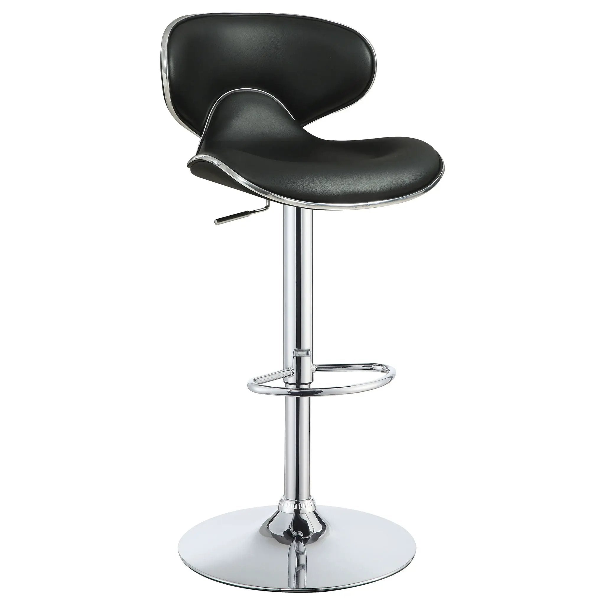 Bar Stool With Curved Design, Height Adjustable & Swivel Base (Set of 2) - Black by HouseOfZazla