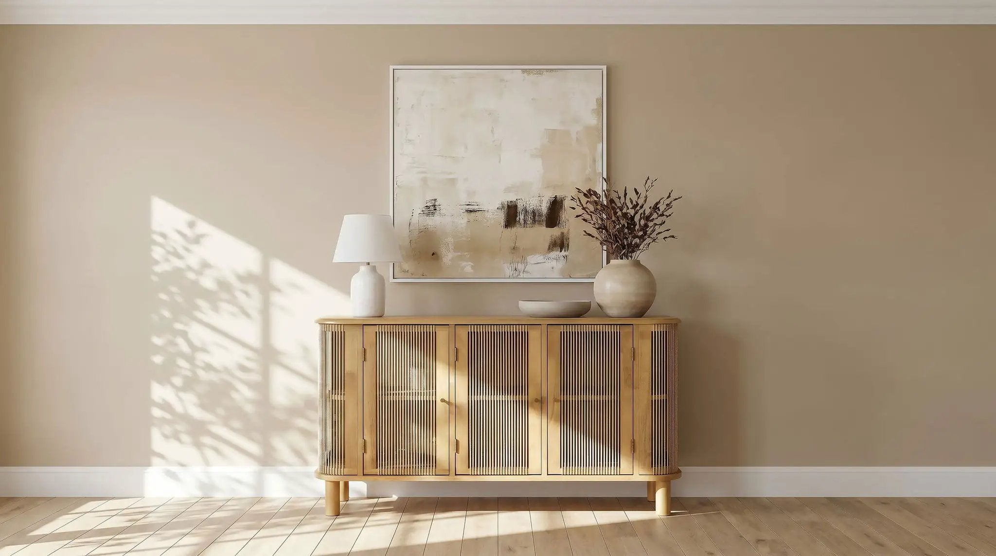 Ervine 3-Door Rope Panel Sideboard Accent Storage Cabinet Natural by Unique Piece Furniture