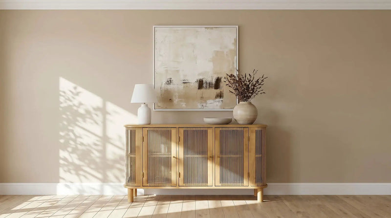 Ervine 3-Door Rope Panel Sideboard Accent Storage Cabinet Natural by Unique Piece Furniture