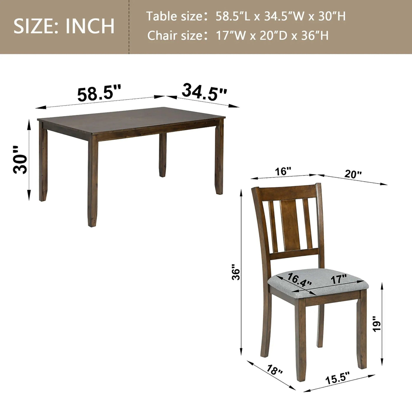 Kitchen Dining Set, Rectangular Dining Table With Upholstered Chairs by Unique Piece Furniture