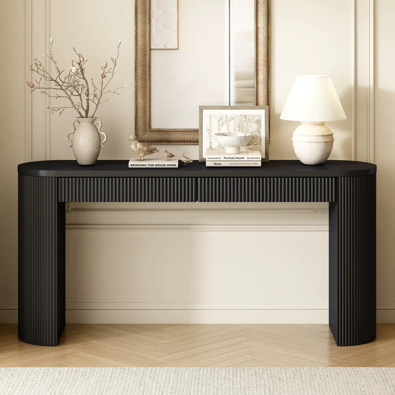 U_STYLE 58.3" Entryway Table with Large Top and Dual Drawers by HouseOfZazla