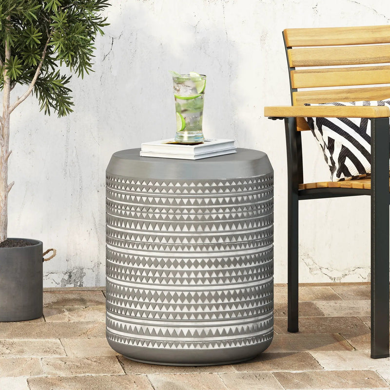 Outdoor Side Table With Cylindrical Shape - White by HouseOfZazla