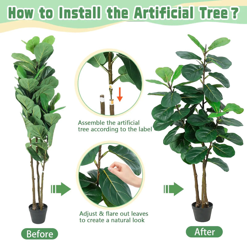Artificial Fiddle Leaf Fig Tree 5FT with Planter, photo 4 of 10