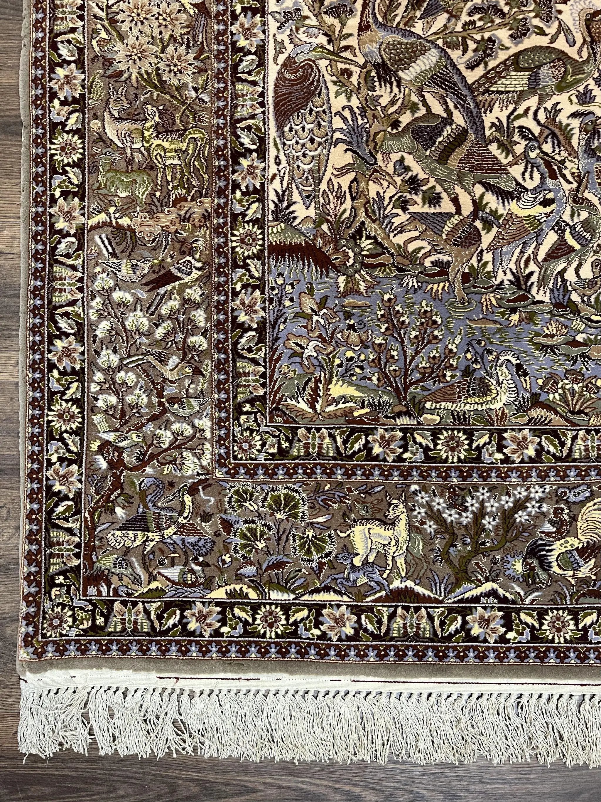 Persian Isfahan Rug 5x8 - Tree of Life, Animal Pictorials, Kork Wool & Silk by Jewel Rugs
