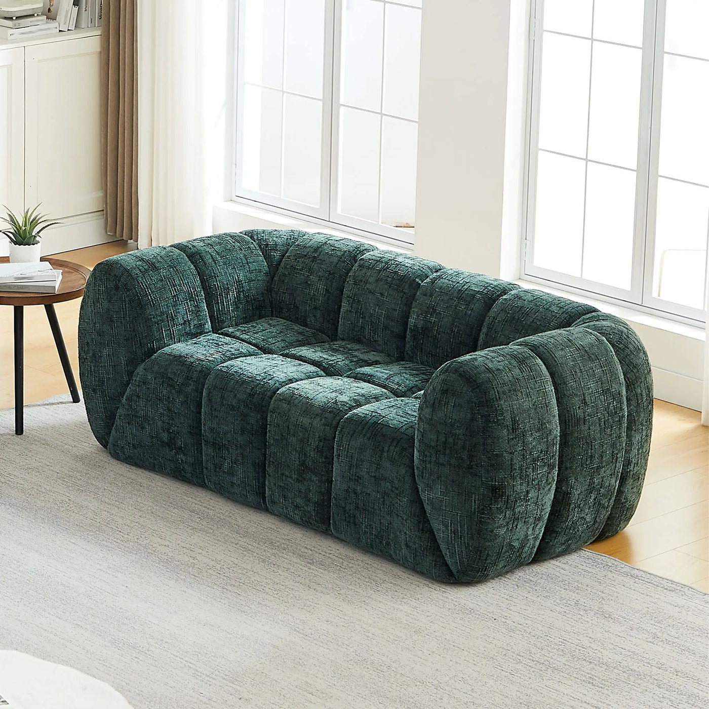 Quilted Cloud Sofa With Rounded Armrests And Piano Key Backrest Design by HouseOfZazla