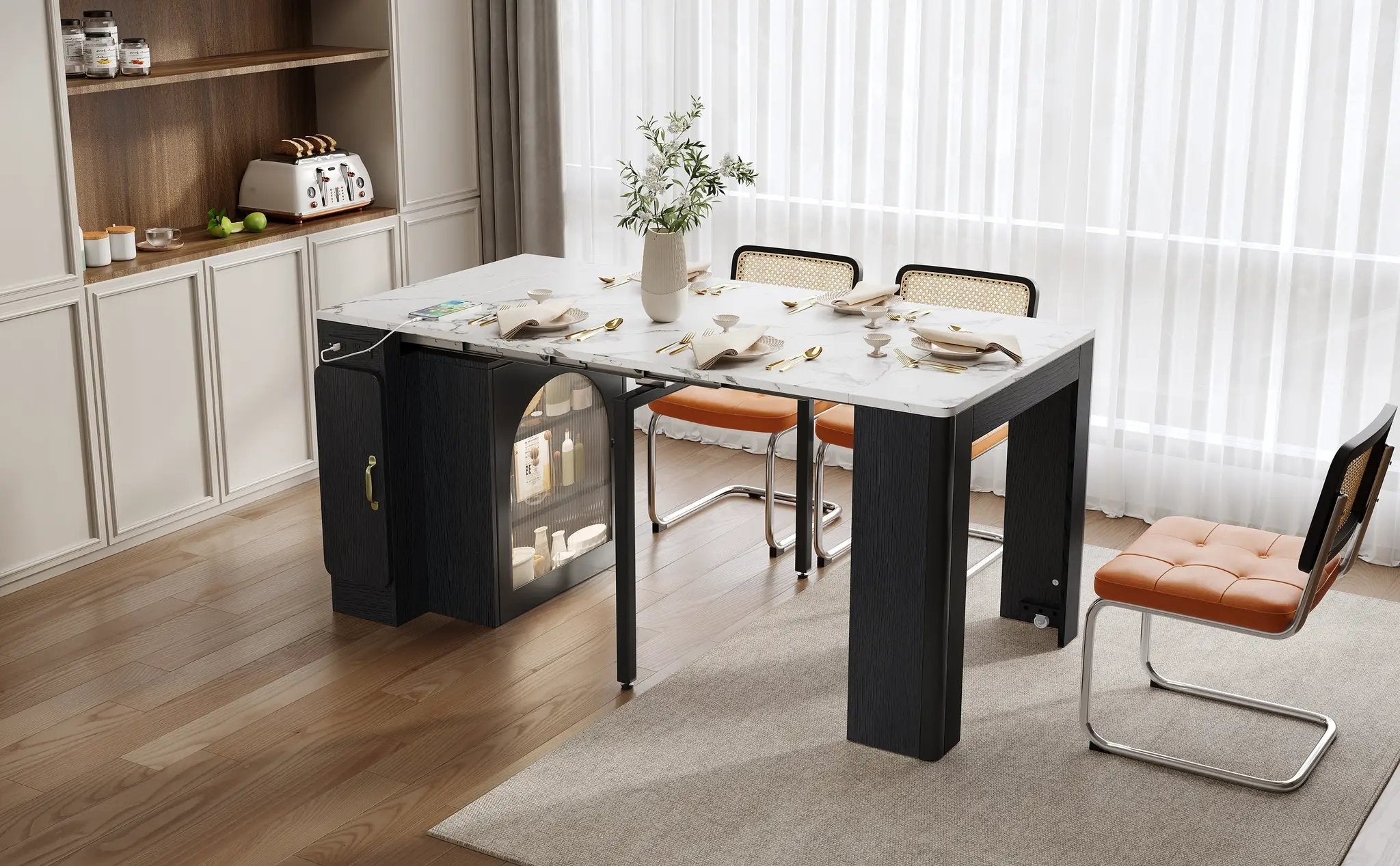 TREXM Extendable Dining Table with 3 Removable Leaves by HouseOfZazla