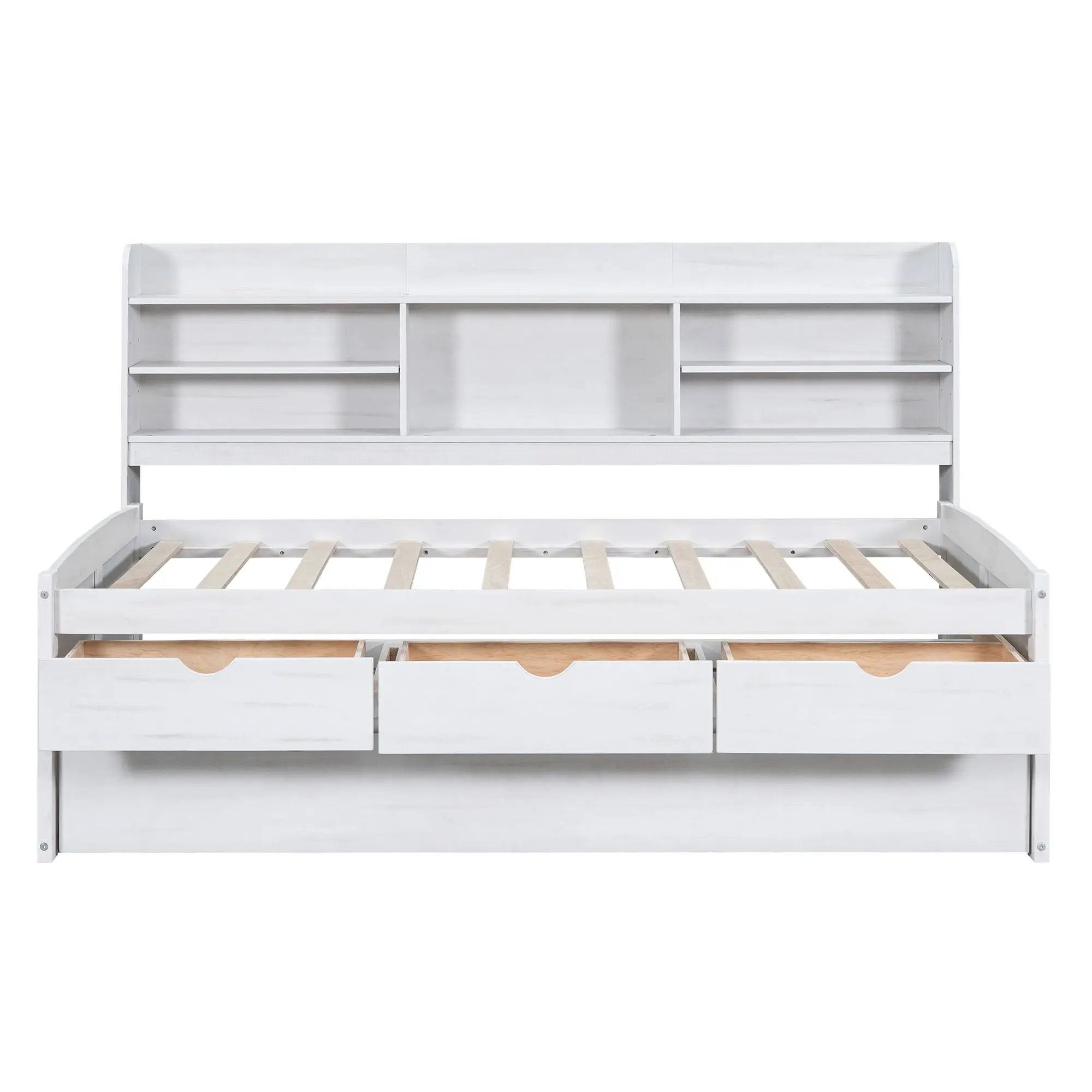 Captain Bed With Built In Bookshelves, 3 Storage Drawers, And Trundle by HouseOfZazla