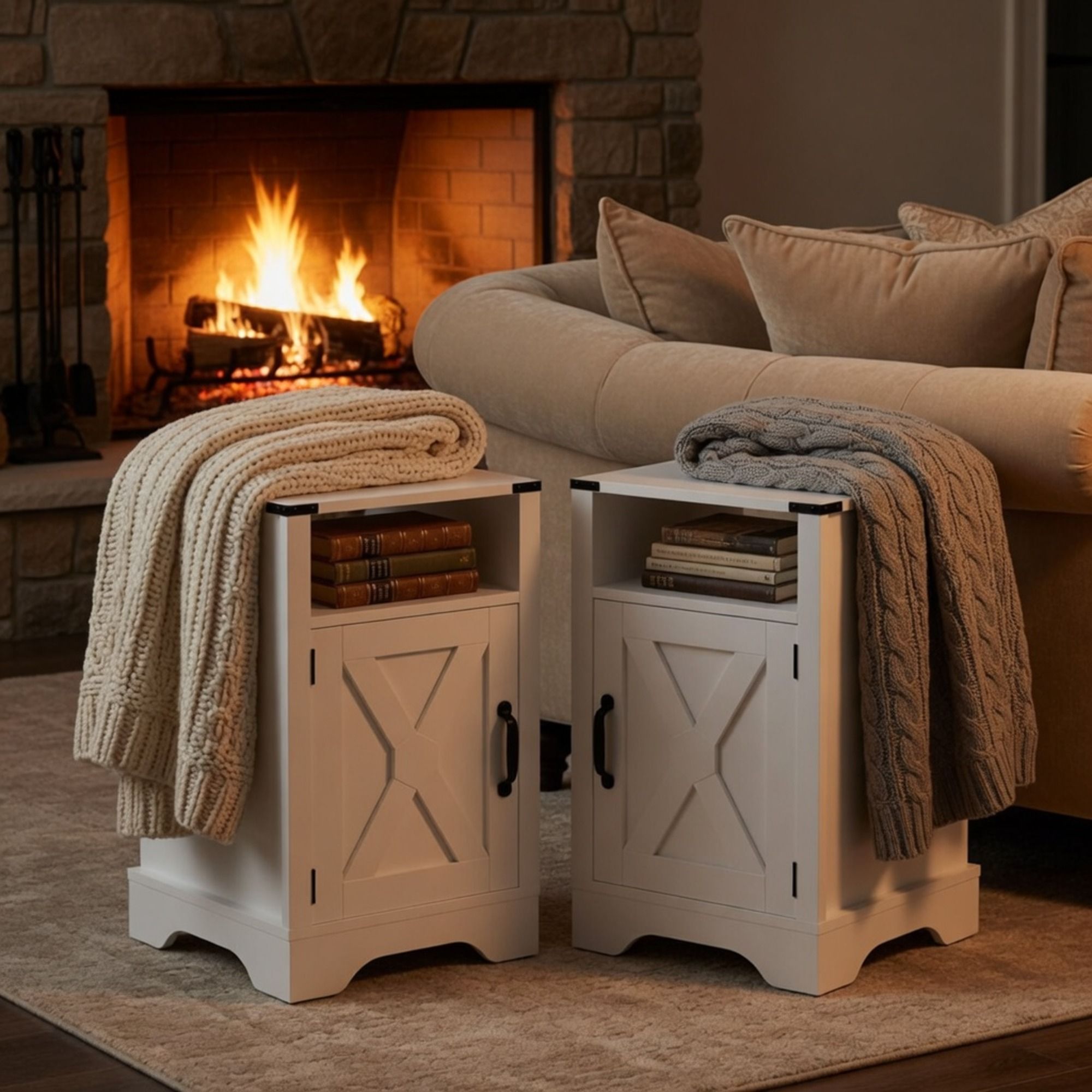 Farmhouse Nightstand, Charging Station & Storage by HouseOfZazla