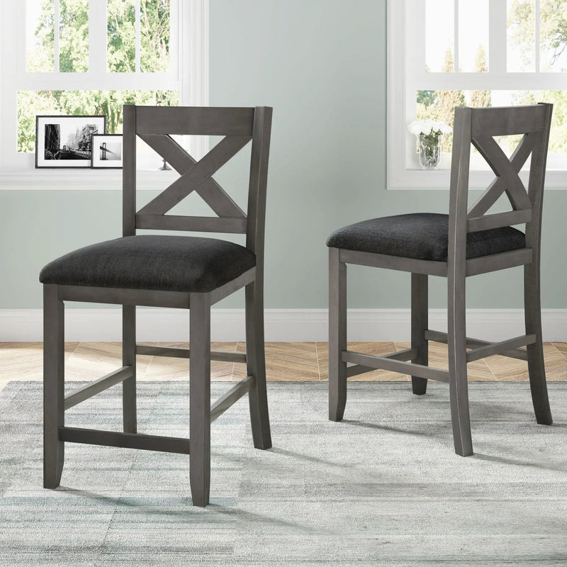 5 Pieces Counter Height Rustic Farmhouse Dining Room Wooden Bar Table Set With 2 Stools And 2 Chairs by HouseOfZazla