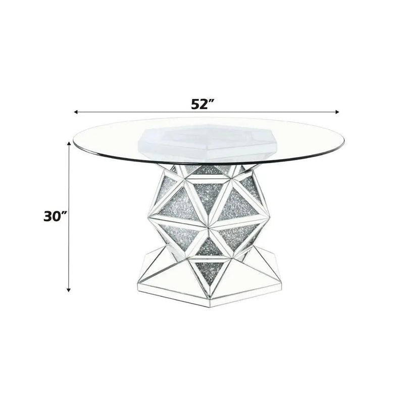 Noralie - 52" Round Dining Table - Mirrored & Faux Diamonds by Unique Piece Furniture