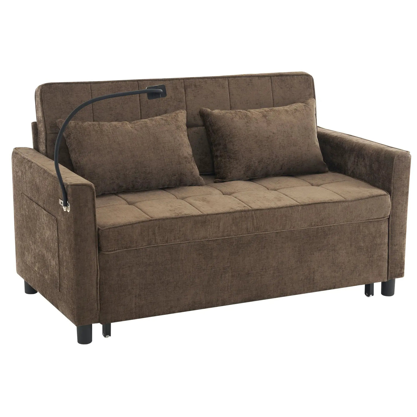 Pull-Out Sleeper Sofa With Reversible Backrest Cushion, Side Pockets, 2 USB Ports And A Phone Holder For Living Room by Unique Piece Furniture