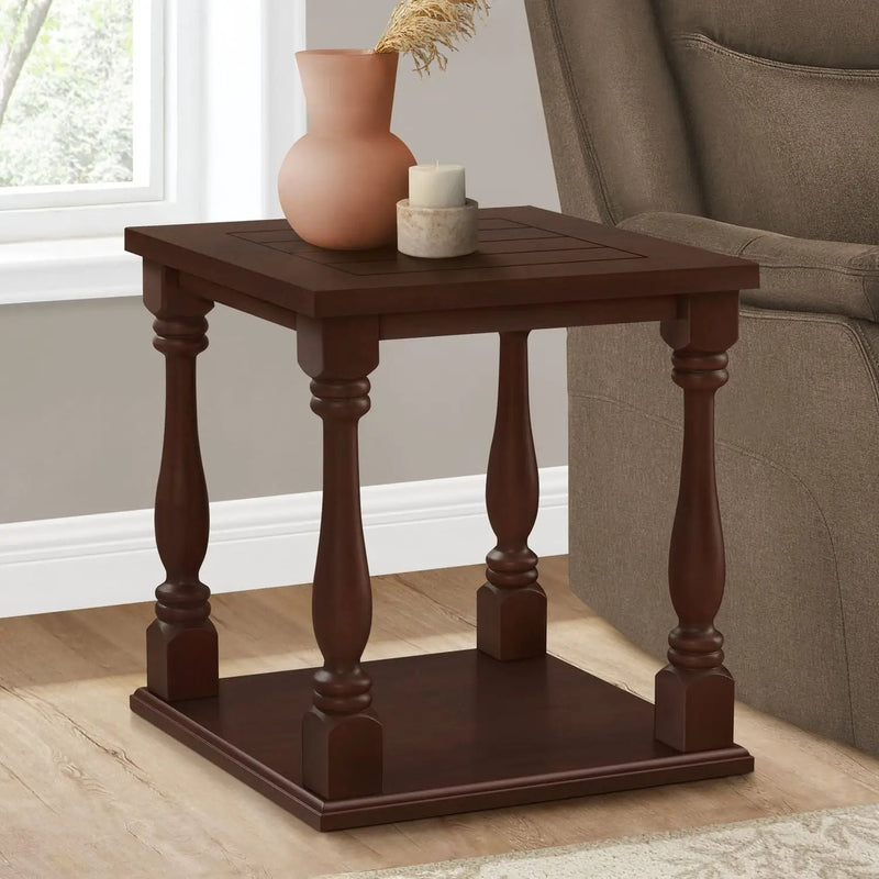 Accent Table, 2 Tier, Square, Traditional - Espresso by Unique Piece Furniture