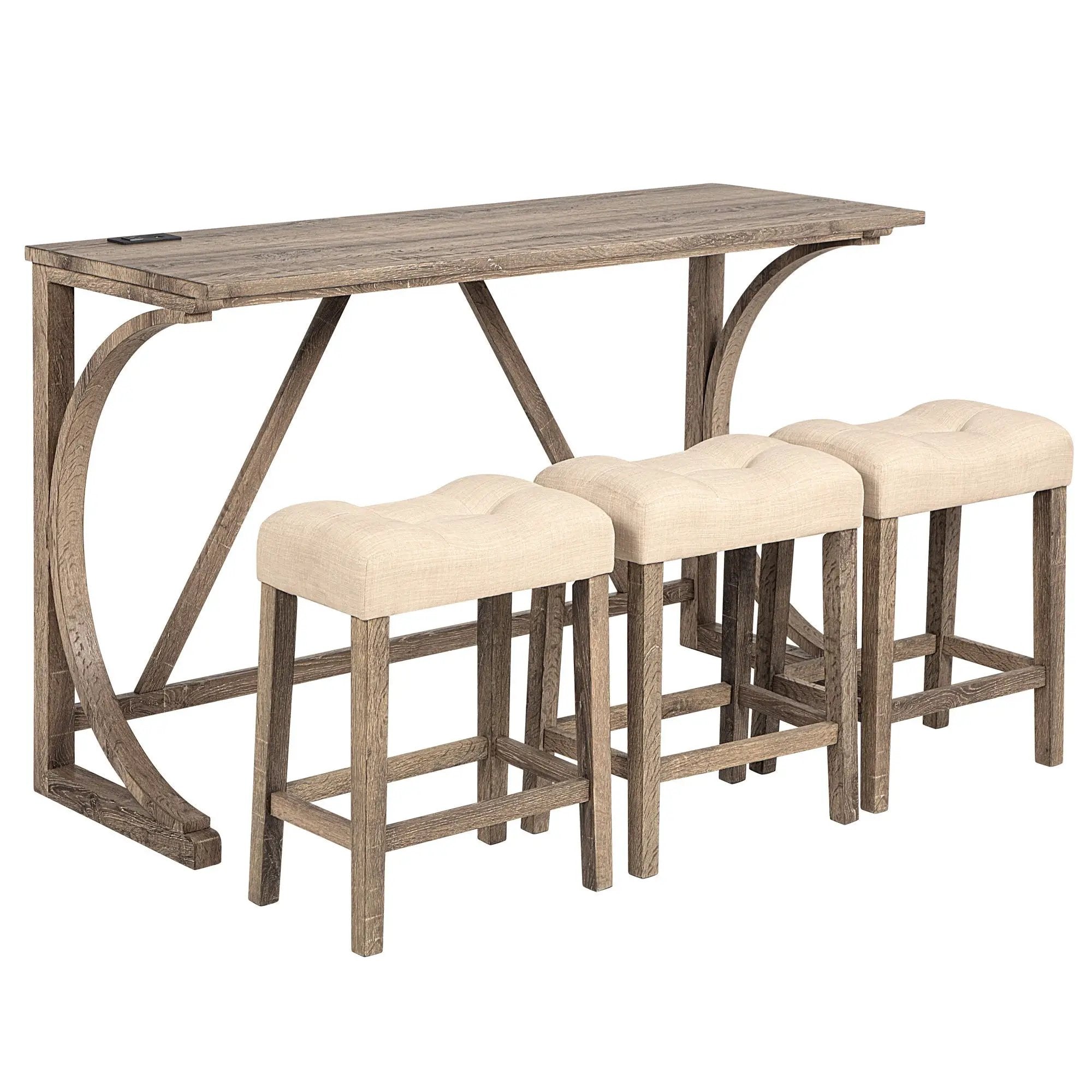 Bar Table Set With 3 Padded Stools by Unique Piece Furniture