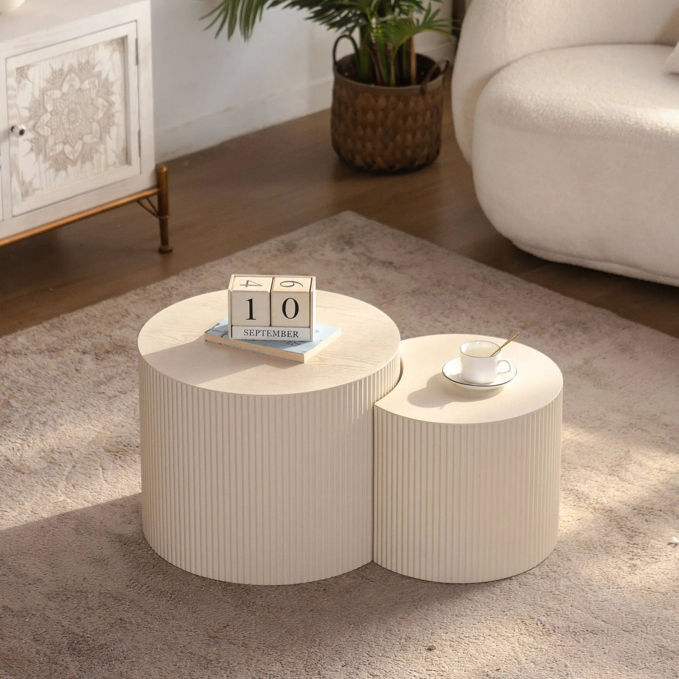 Round Coffee Table Handcrafted Relief Sturdy Pedestal by HouseOfZazla