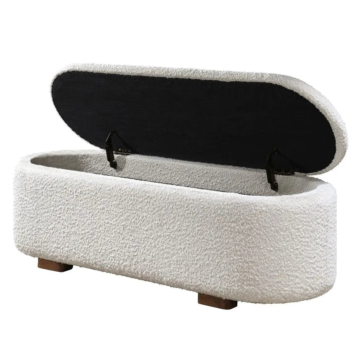 Sandro - Bench With Storage - Beige Boucle & Walnut by Unique Piece Furniture