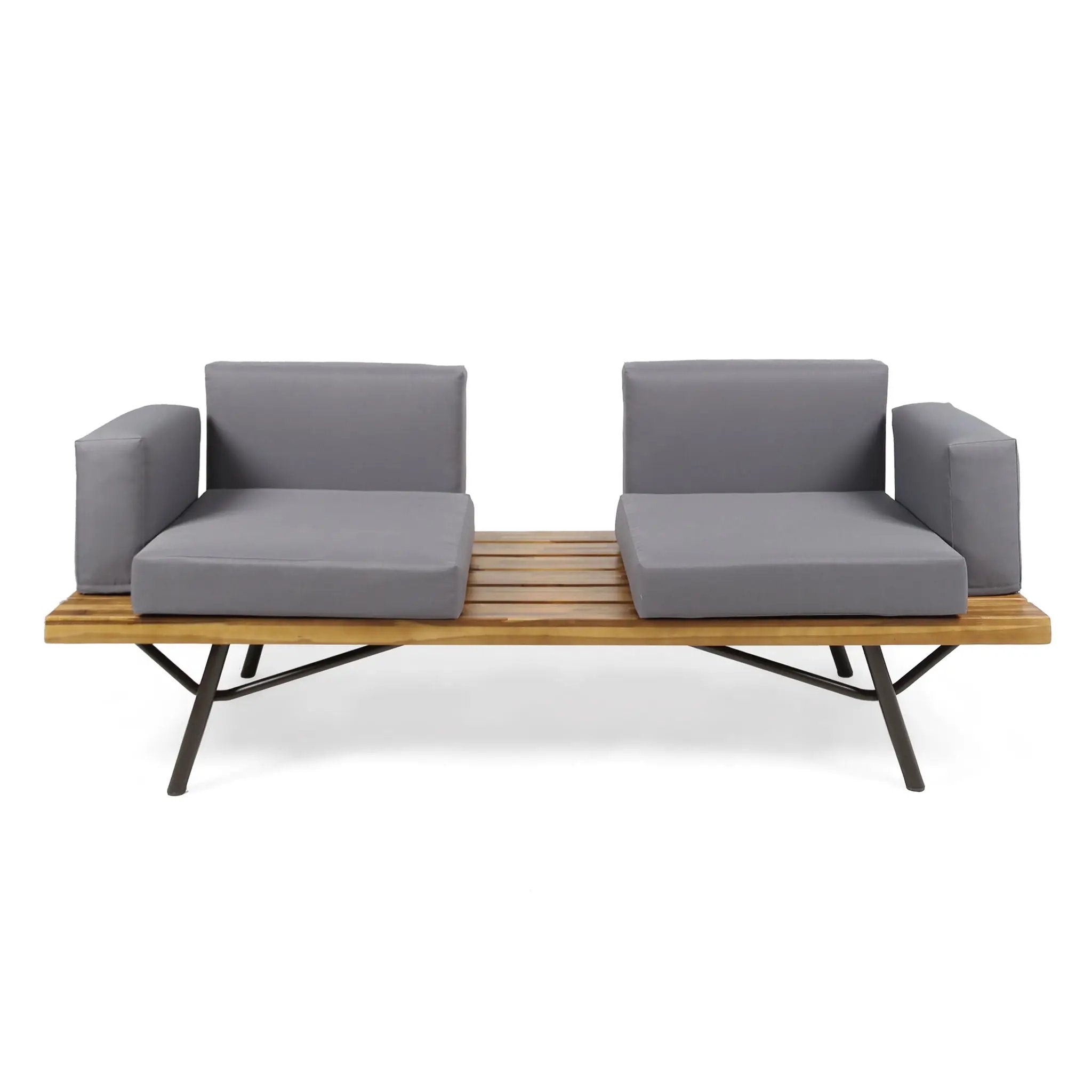 2 Piece Patio Set With Loveseat And Coffee Table - Natural / Dark Gray by HouseOfZazla