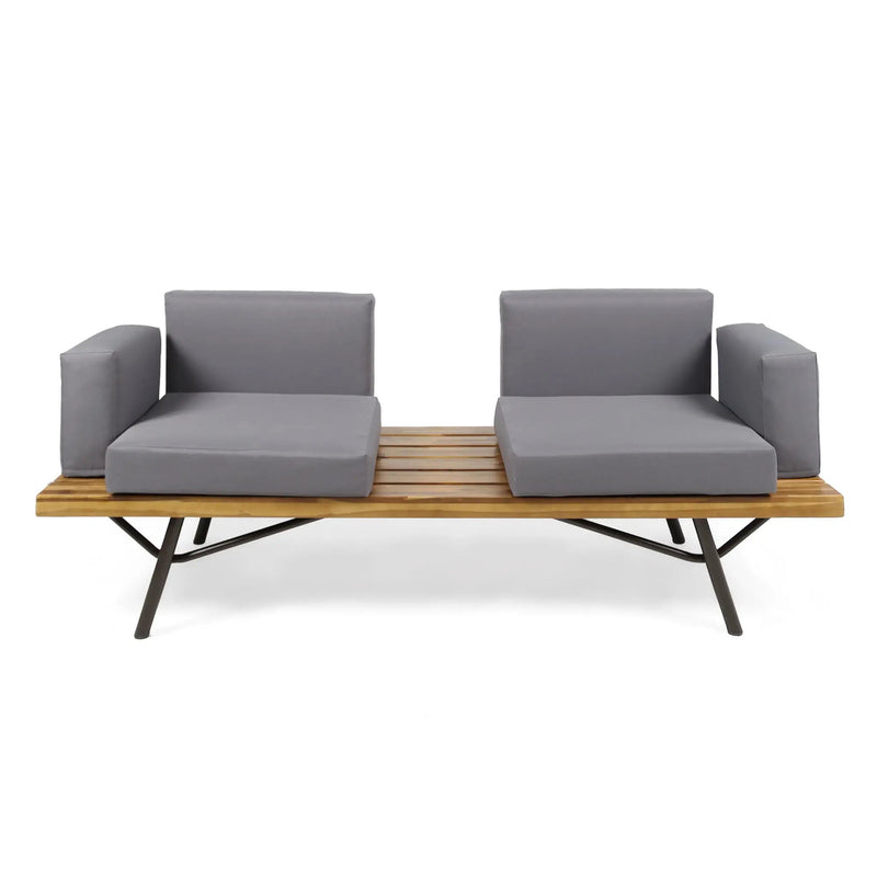 2 Piece Patio Set With Loveseat And Coffee Table - Natural / Dark Gray by HouseOfZazla