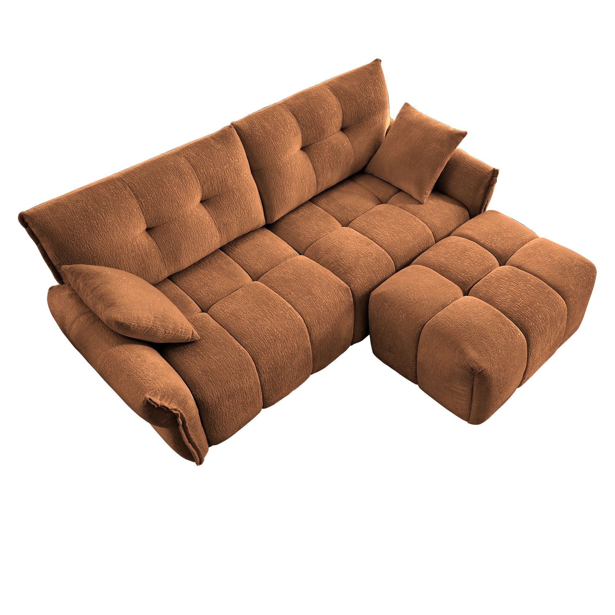 Sofa Set With Ottoman And Pillows, Textured, High Resilience Cushions by HouseOfZazla