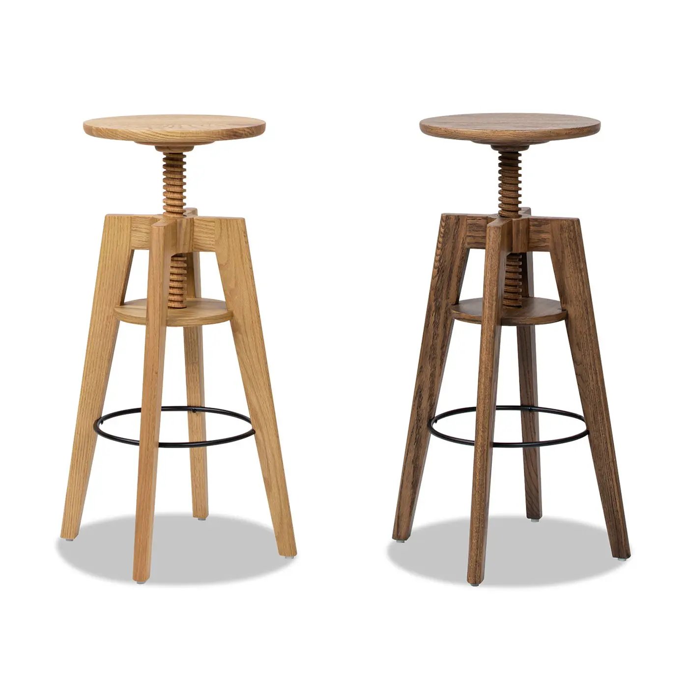 Spencer - Minimalist Oak Adjustable Bar Counter Stool - Walnut Brown Oak by Unique Piece Furniture