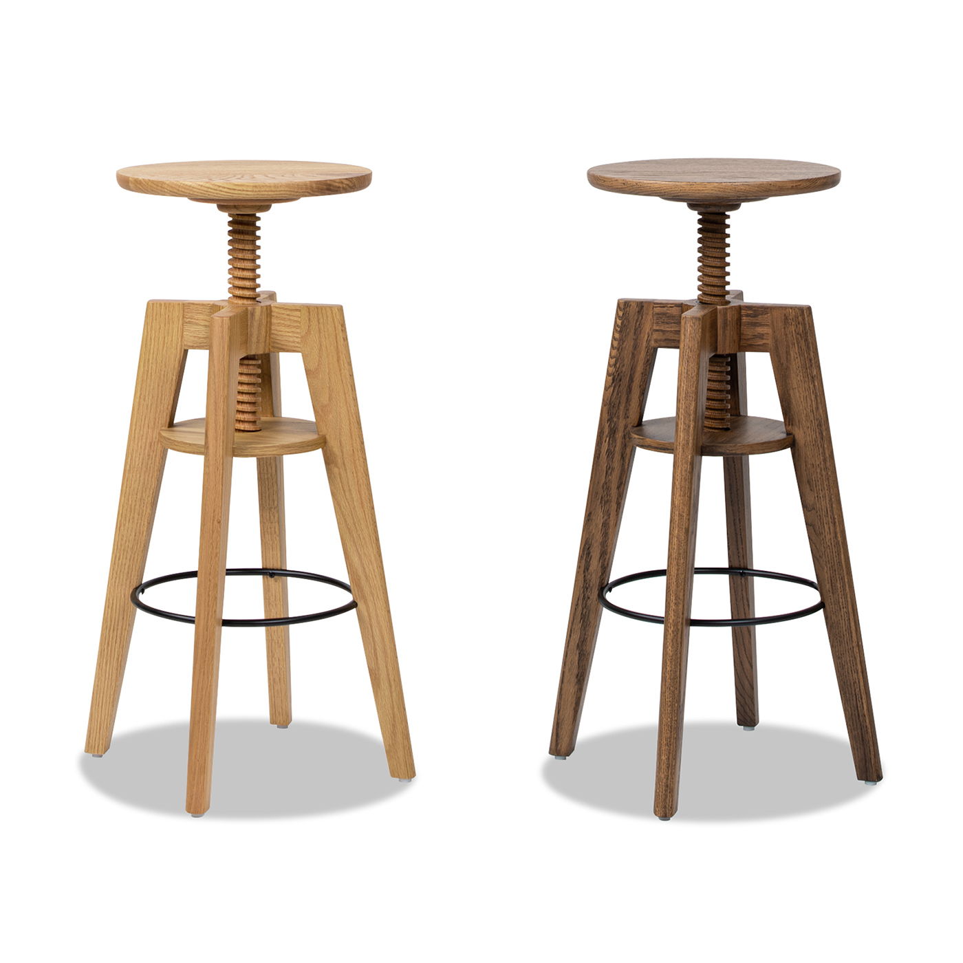 Spencer - Minimalist Oak Adjustable Bar Counter Stool - Walnut Brown Oak by HouseOfZazla