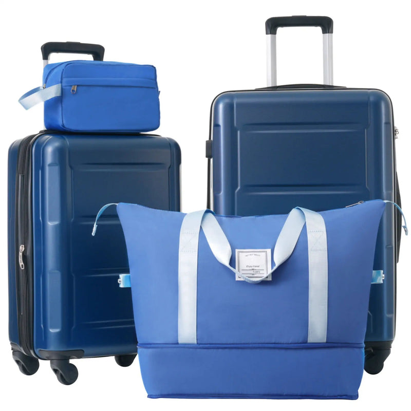 2 Piece Luggage Set With Bags Expanable Spinner Wheels ABS Lightweight Suitcase With Tsa Lock 20" / 24" by HouseOfZazla
