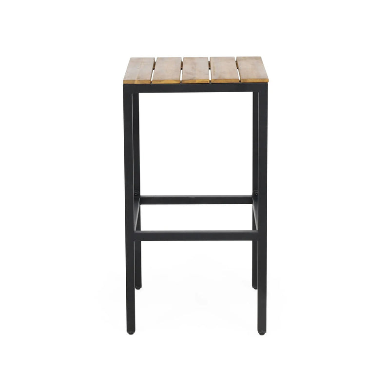 Outdoor Bar Stool With Slat Design And Metal Frame (Set of 2) by HouseOfZazla