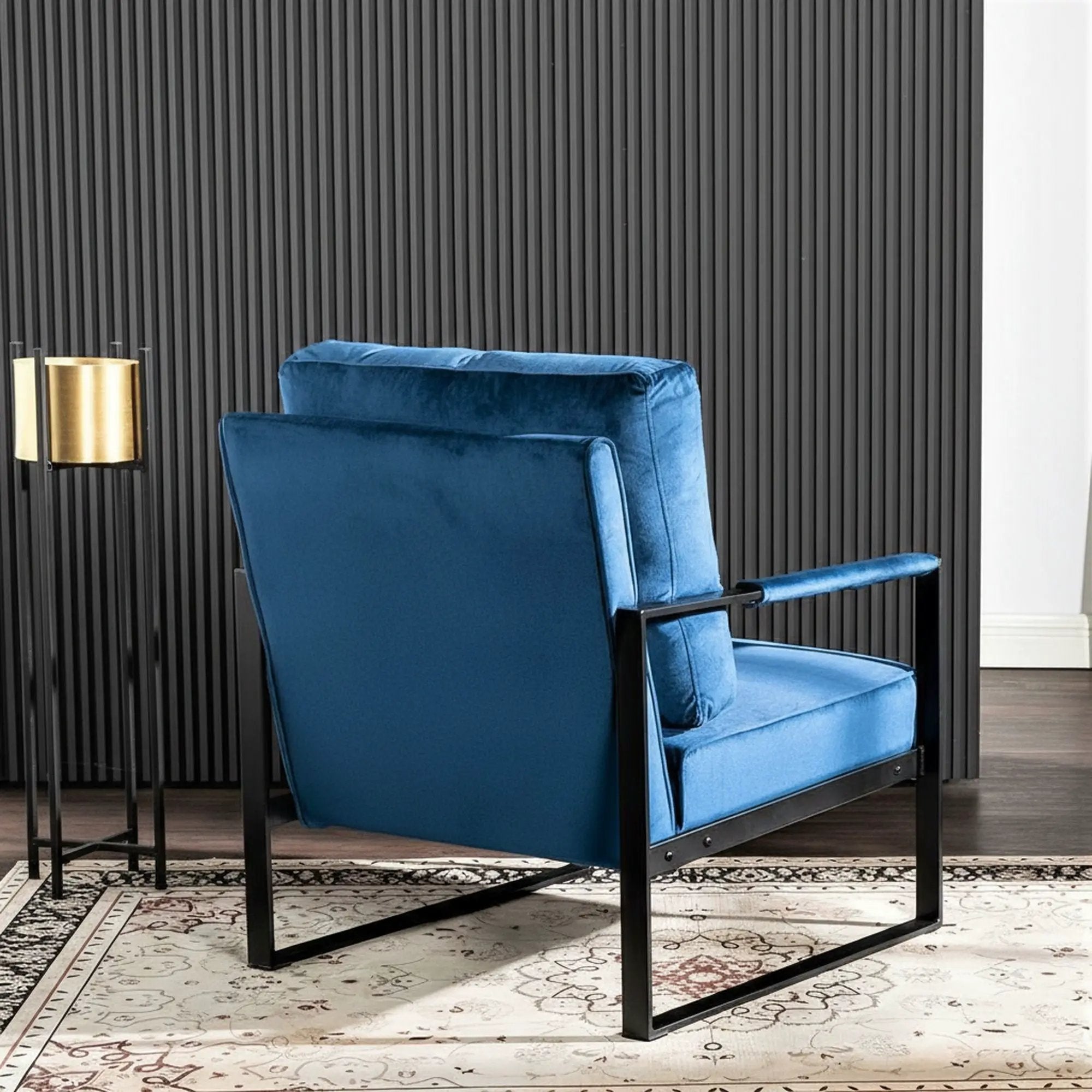 Classic Mid Century Modern Accent Chair With Durable Square Metal Frame, Armchair by HouseOfZazla