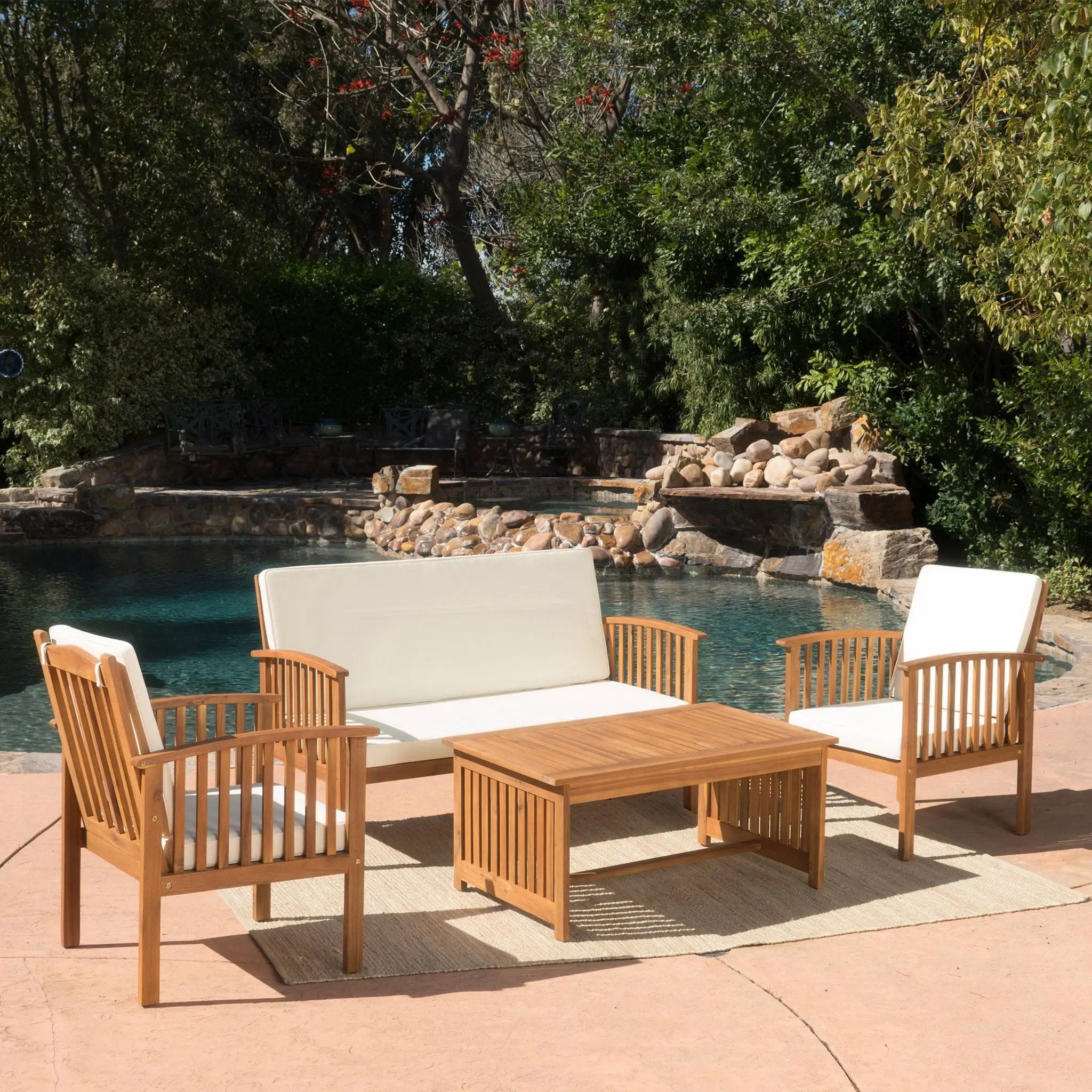 4 Piece Outdoor Chat Set With Water-Resistant Cushions by HouseOfZazla