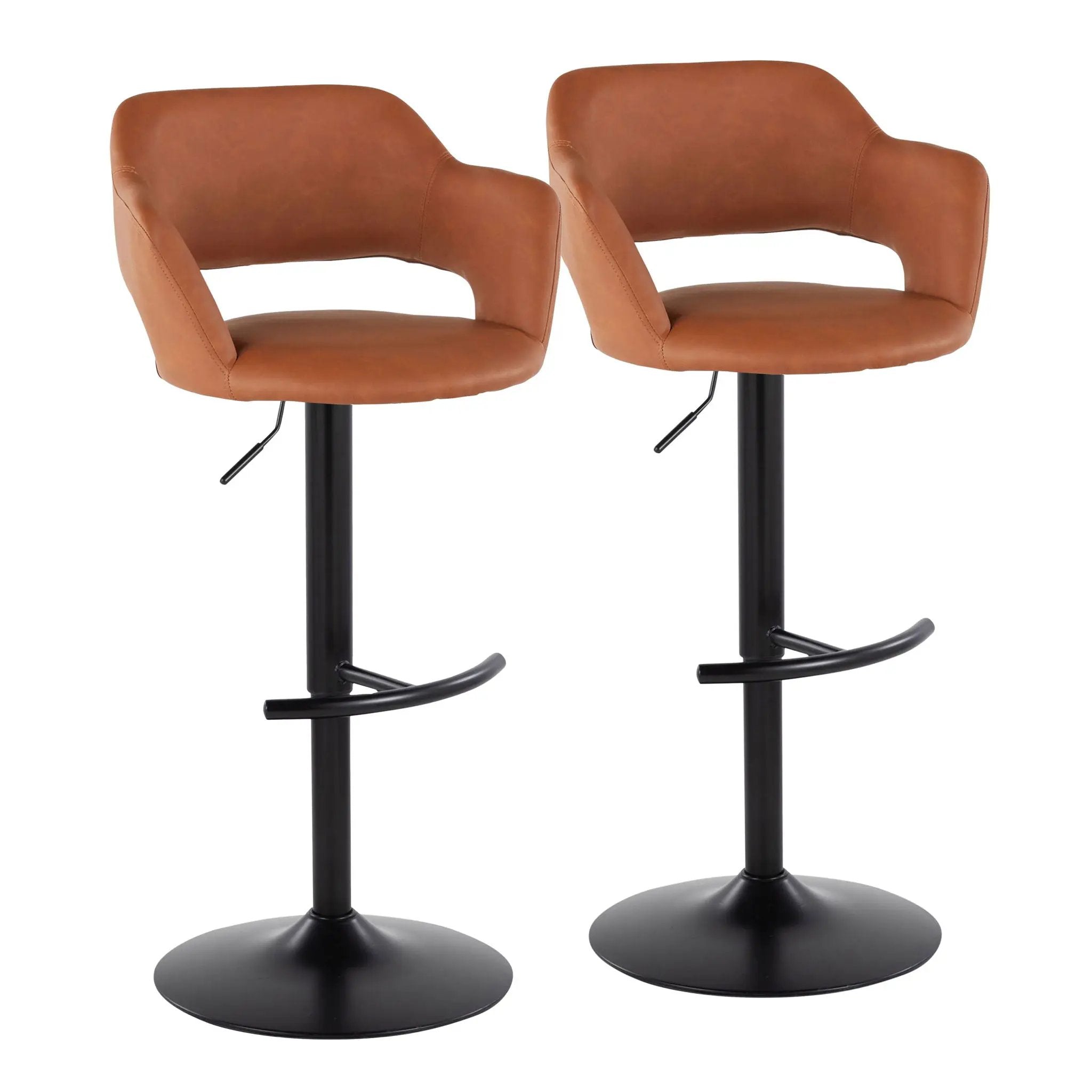 Margarite - Contemporary Adjustable Barstool With Swivel With Rounded T Footrest (Set of 2) by Unique Piece Furniture