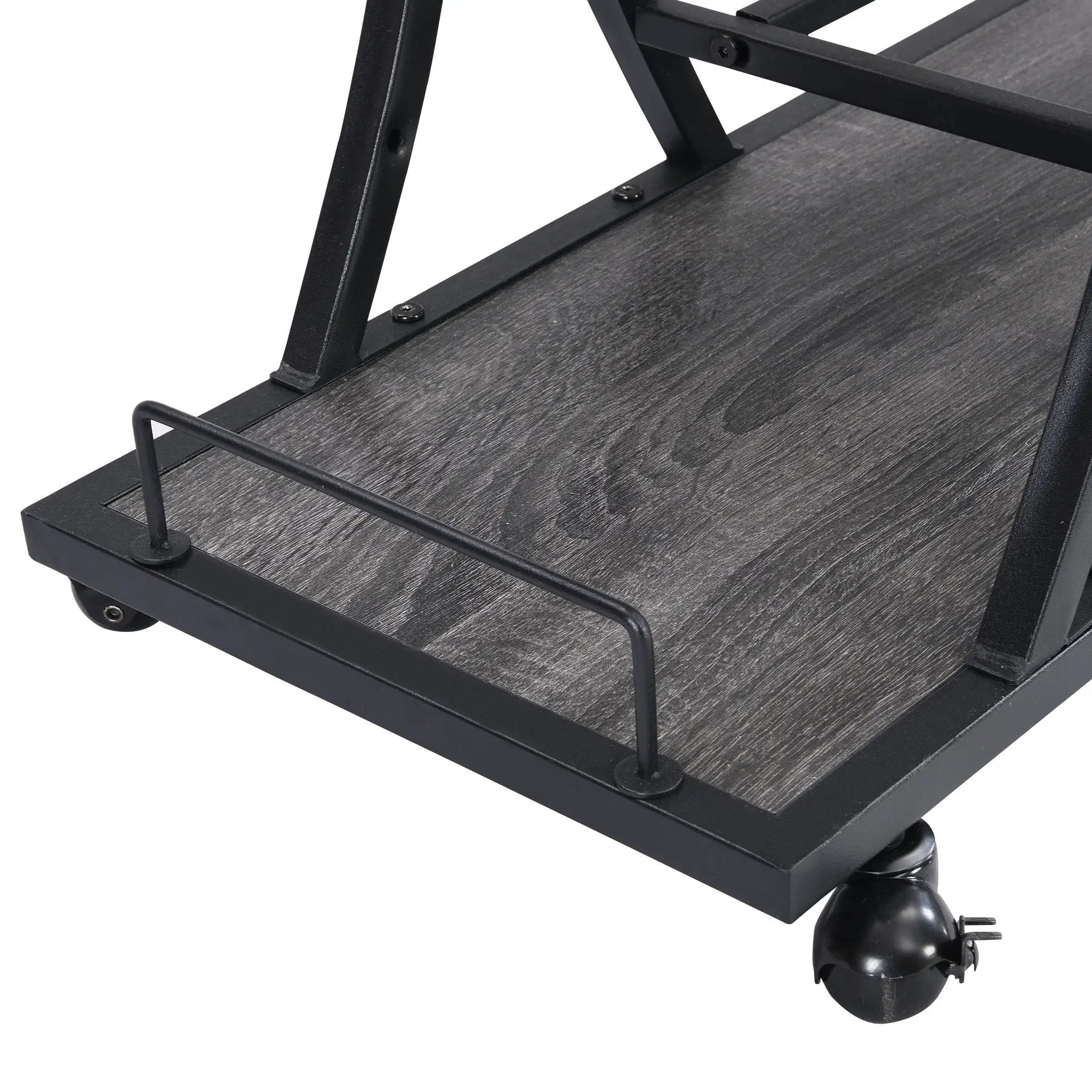 Industrial Bar Cart Kitchen Bar & Serving Cart For Home With Wheels 3 Tier Storage Shelves - Black / Gray by HouseOfZazla