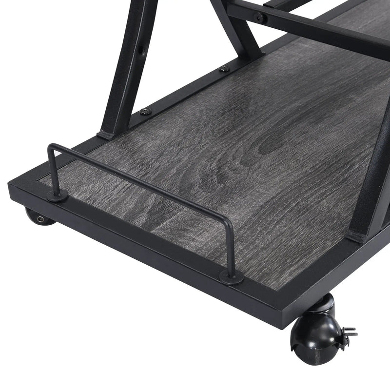 Industrial Bar Cart Kitchen Bar & Serving Cart For Home With Wheels 3 Tier Storage Shelves - Black / Gray by HouseOfZazla