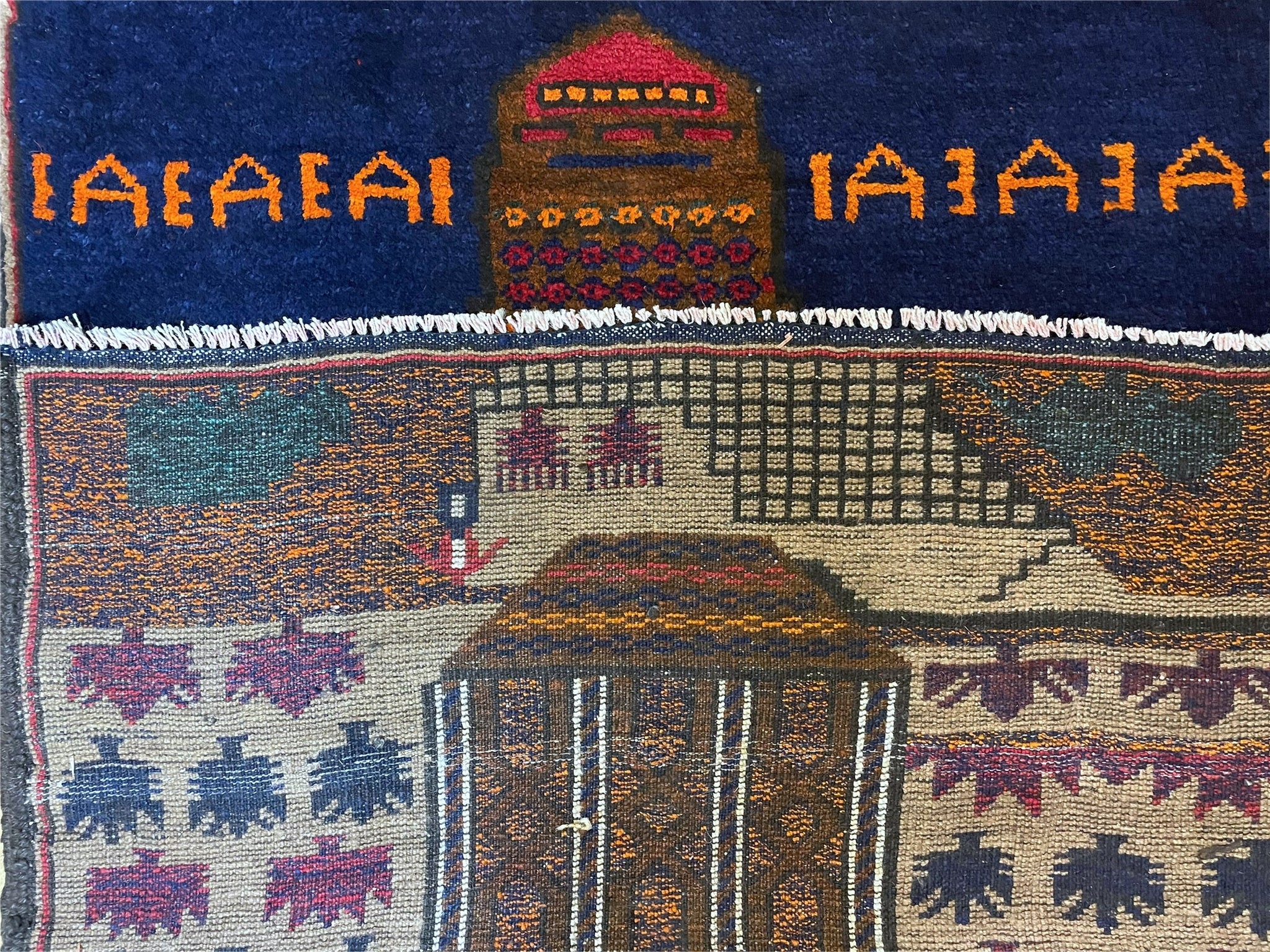 3 X 4.5 Vintage Handmade Tribal Wool Rug Baluchi Rug Afghan Rug Red Blue Beige by Jewel Rugs