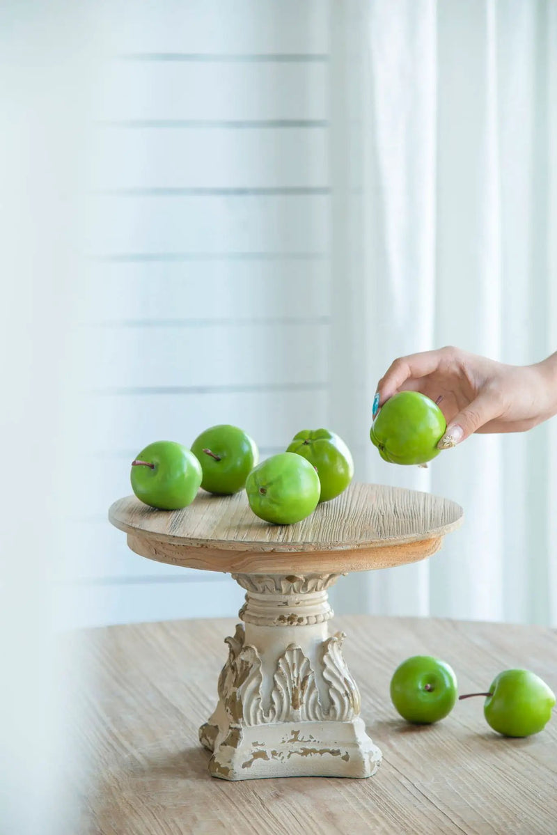 Cake Stand, Wood Cake Plate With Magnesium Base - Cream / Brown by HouseOfZazla