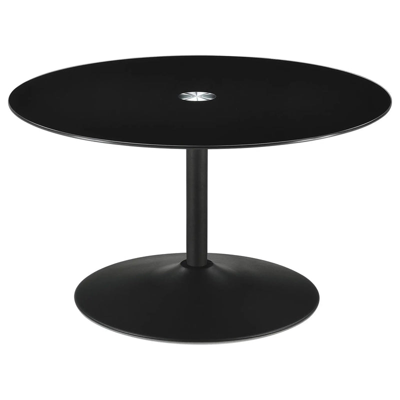 Ganso 2-piece Round Glass Top Coffee and End Table Set Black by Unique Piece Furniture