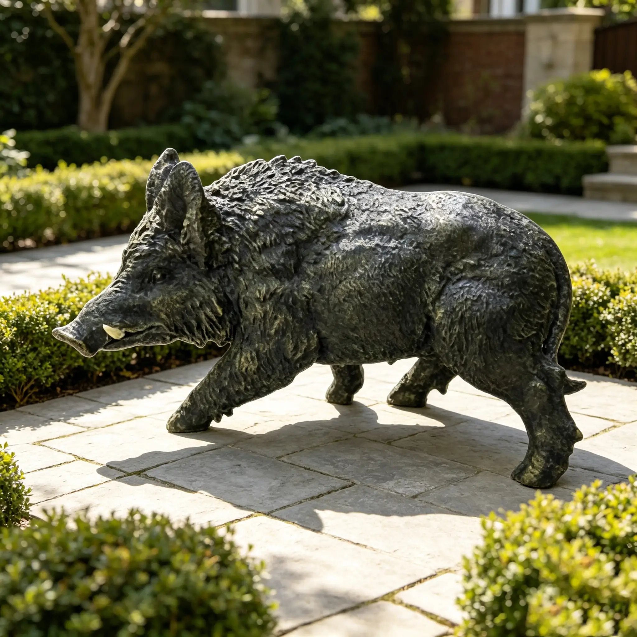 Simulated Wild Boar Resin Garden Statue by HouseOfZazla