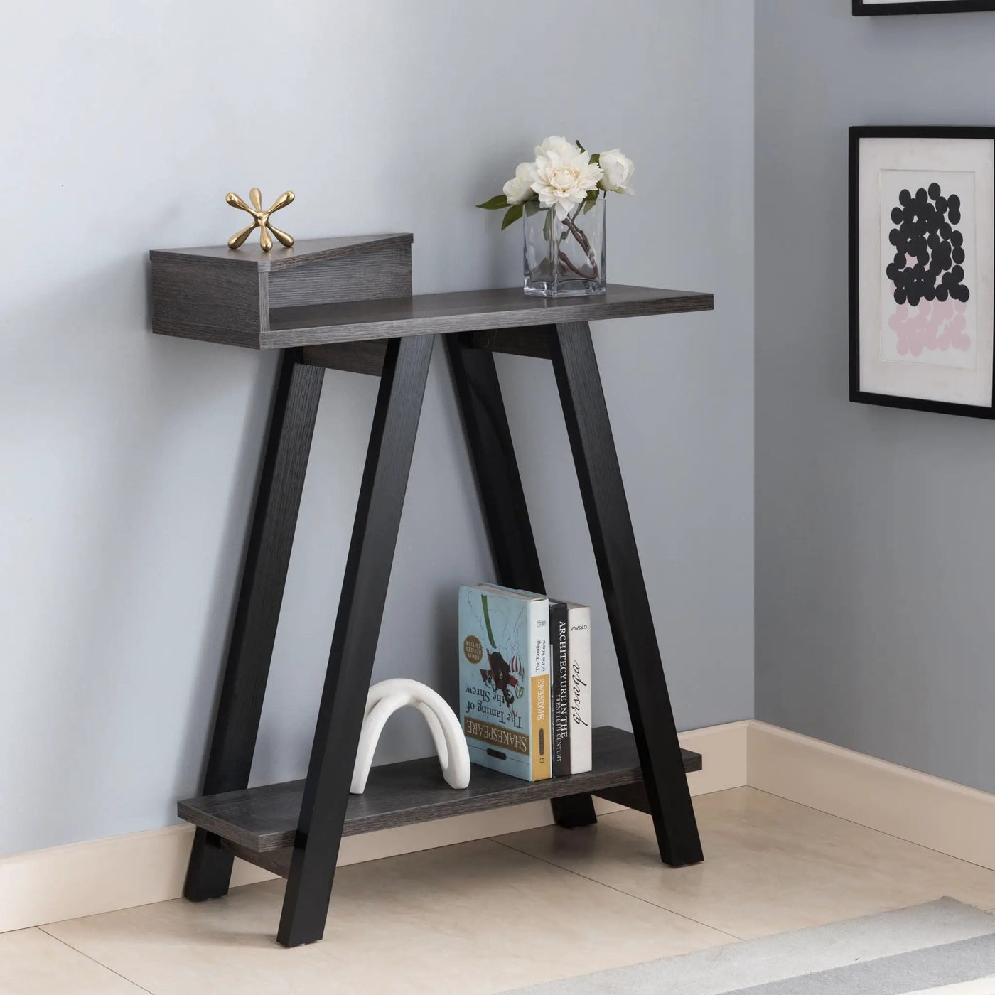 Contemporary Console Table With Two Shelves by HouseOfZazla