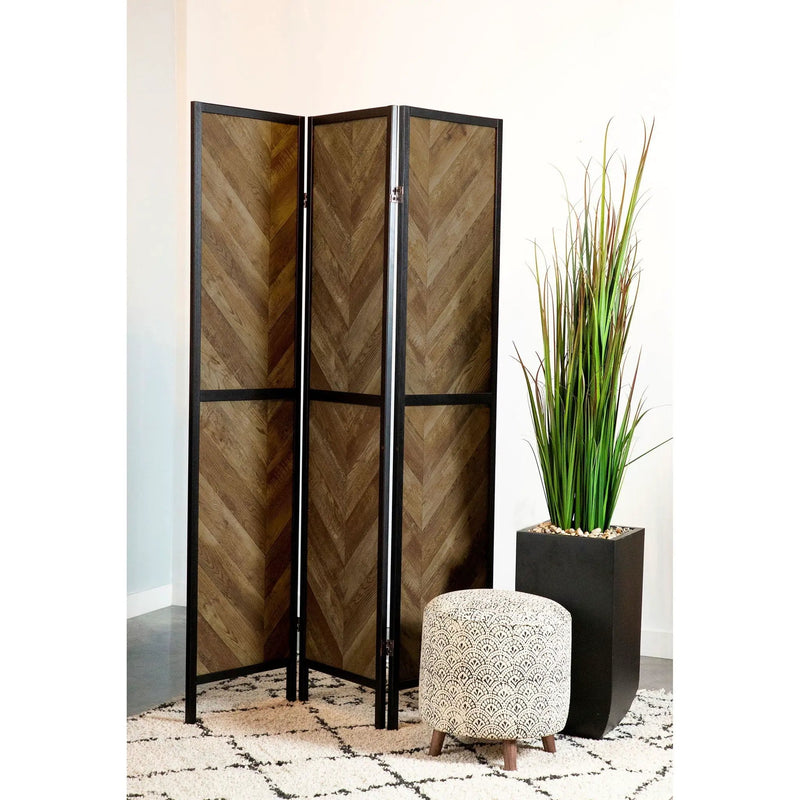 Herringbone - 3 Panel Screen - Brown by HouseOfZazla