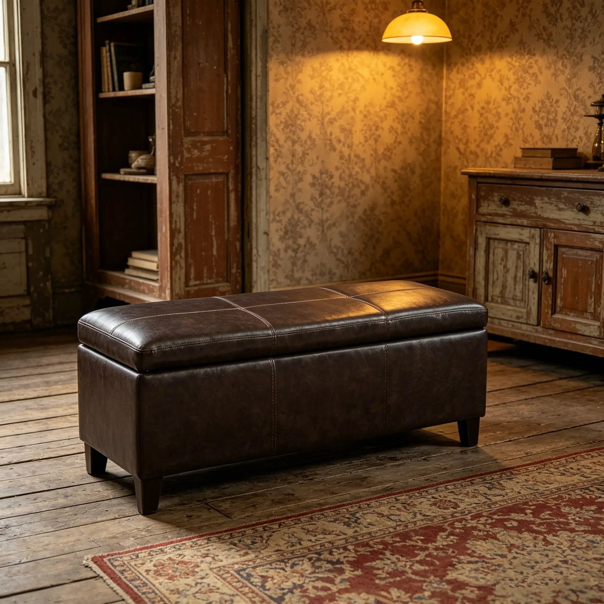 Rectangle Storage Ottoman Bench For Living Room - Brown by HouseOfZazla