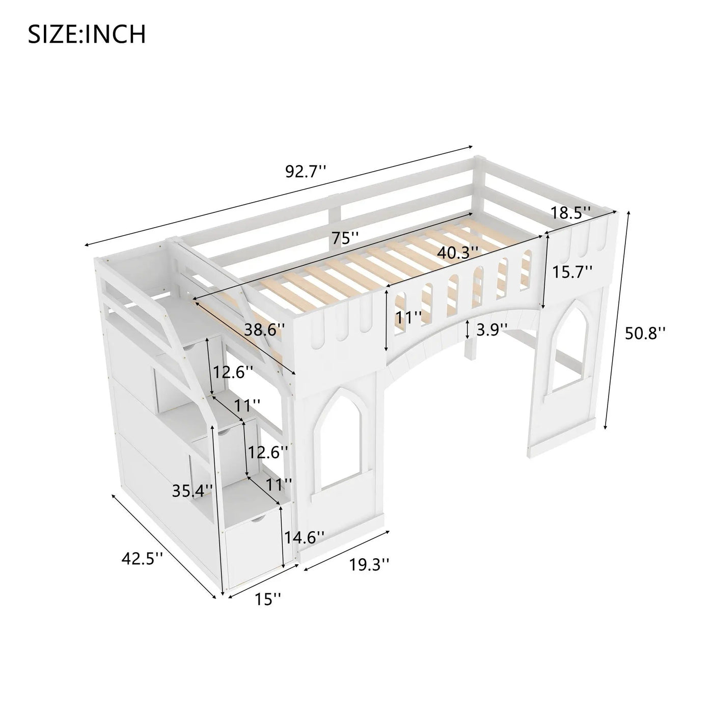 Loft Bed With Storage Staircase And Windows by HouseOfZazla