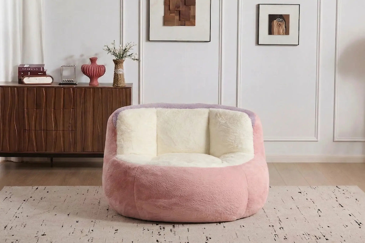 Oversized Multicolor Faux Fur Bean Bag Chair by HouseOfZazla