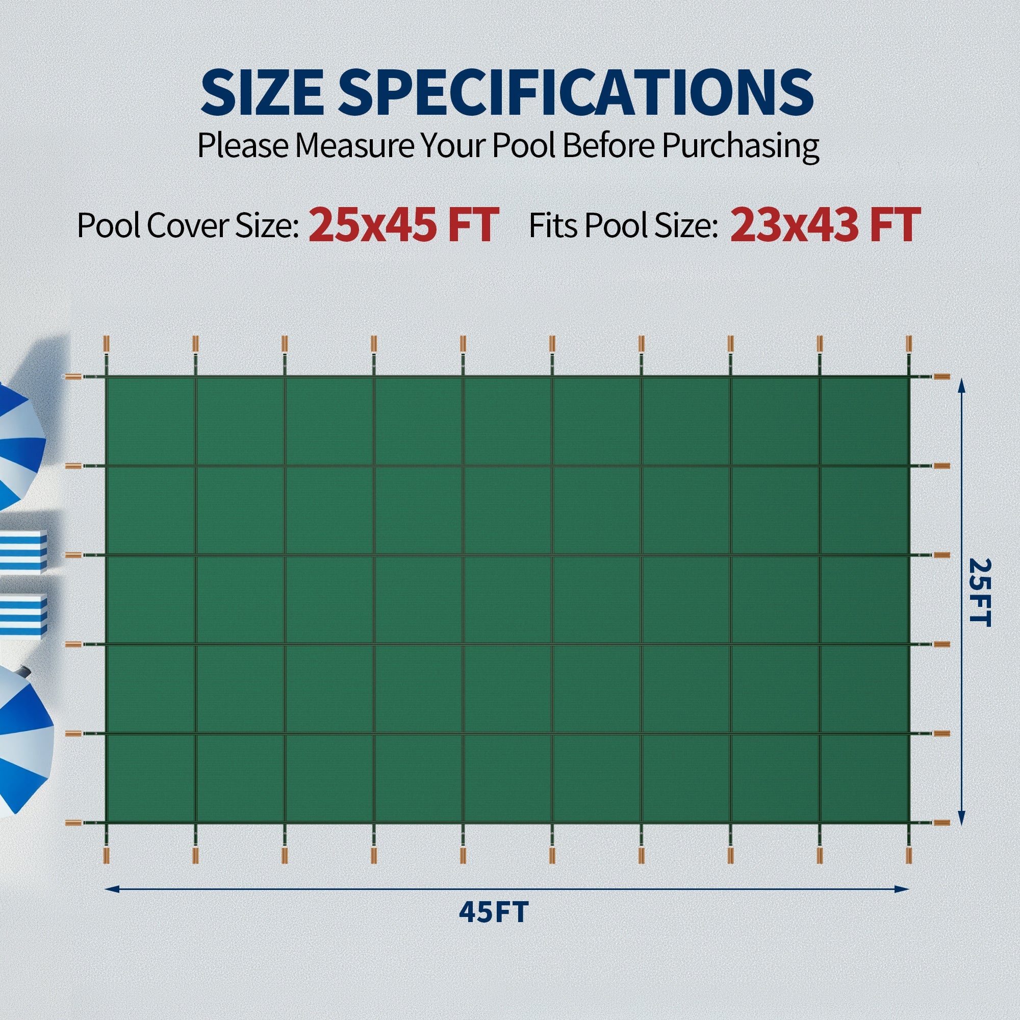 Swimming Pool Safety Cover, Fits 25x45ft Rectangular Inground Pools by HouseOfZazla