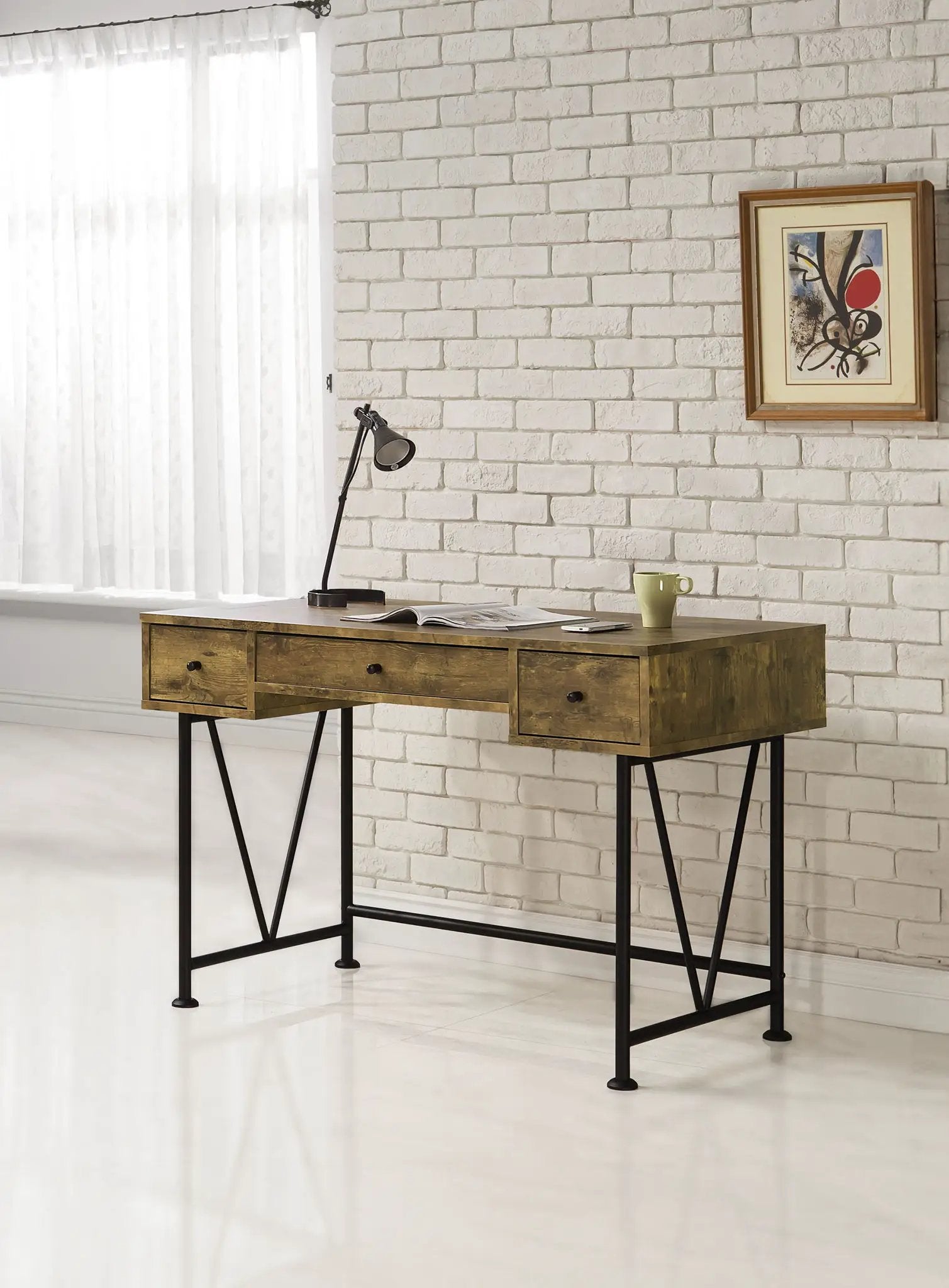 Analiese 47-inch 3-drawer Writing Desk Rustic Nutmeg by Unique Piece Furniture
