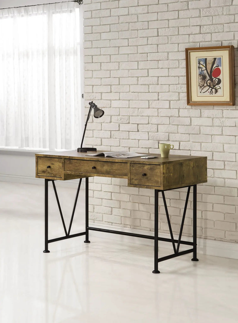 Analiese 47-inch 3-drawer Writing Desk Rustic Nutmeg by Unique Piece Furniture