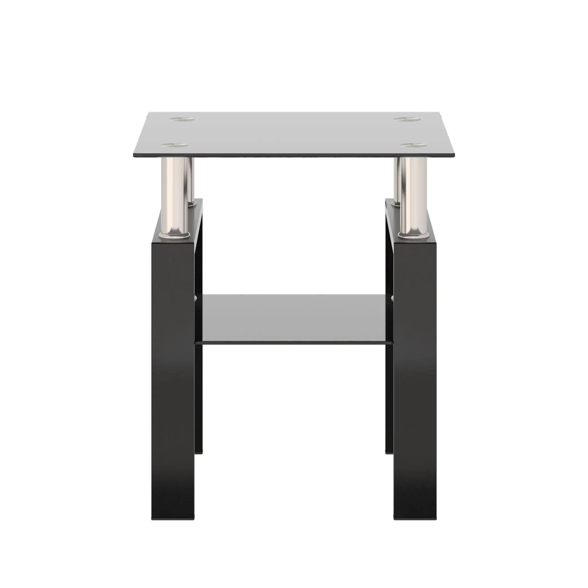 Modern Tempered Glass Tea Table, End Square Table For Living Room - Black by Unique Piece Furniture