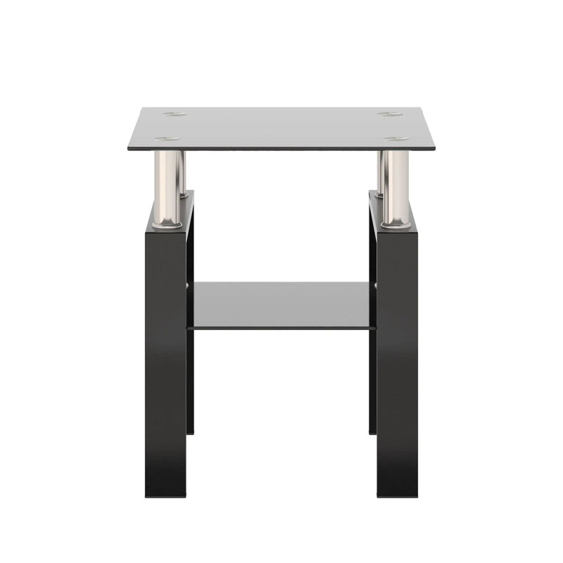 Modern Tempered Glass Tea Table, End Square Table For Living Room - Black by Unique Piece Furniture
