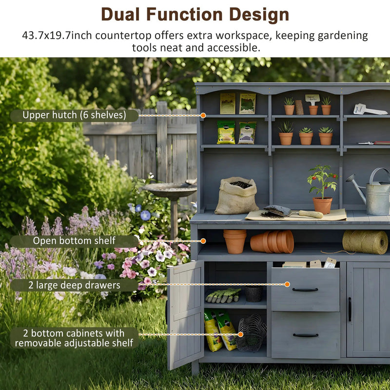 TOPMAX Large Fir Wood Potting Bench by HouseOfZazla