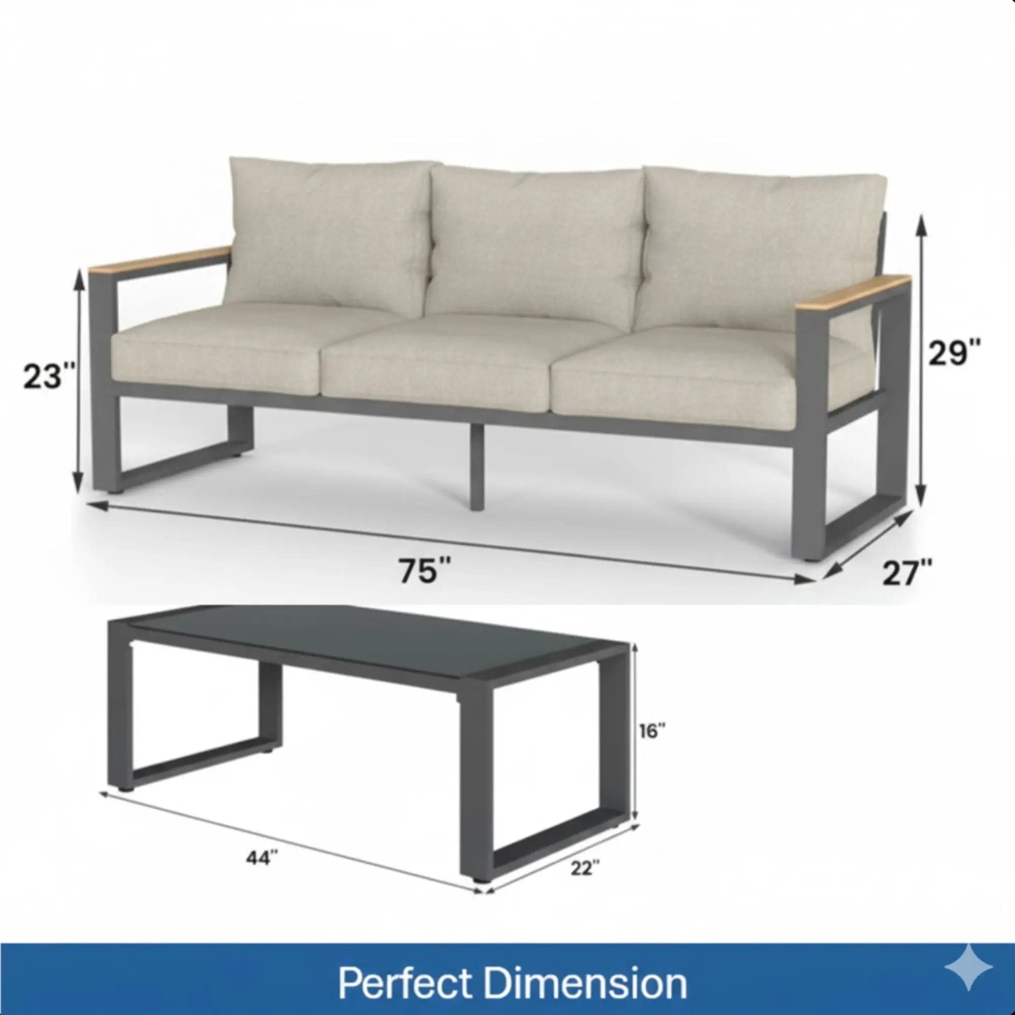 Modern Outdoor Sofa Set With Coffee Table by HouseOfZazla