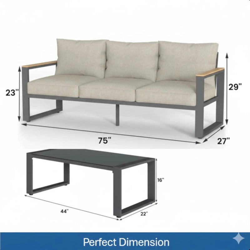 Modern Outdoor Sofa Set With Coffee Table by HouseOfZazla